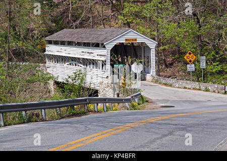 The Knox Covered Bridge in Valley Forge National Historical Park spans Valley Run in Chester County,Pennsylvania,USA. Stock Photo