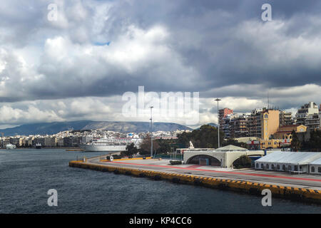 Ferries in passenger port in Piraeus, Athens, Greece. Stock Photo