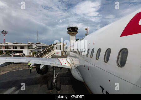 MONASTIR, TUNISIA, AFRICA - October 05, 2017. Habib Bourguiba International airport in Monastir. It is one of the largest charter airports in Tunisia. Stock Photo