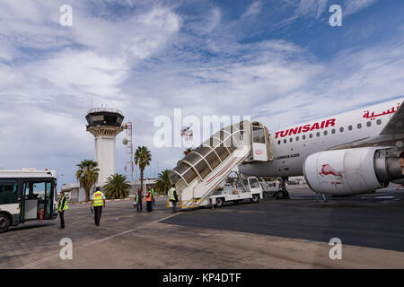 MONASTIR, TUNISIA, AFRICA - October 05, 2017. Habib Bourguiba International airport in Monastir. It is one of the largest charter airports in Tunisia. Stock Photo