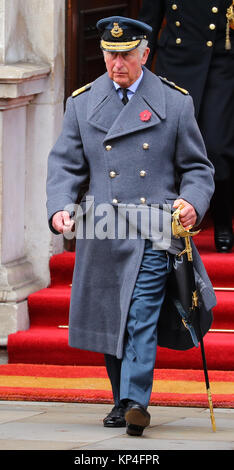 The Queen, accompanied by several senior members of the Royal family, attends the annual Remembrance Day ceremony at the Cenotaph. This year Prince Charles is laying the Queen’s wreath on her behalf.  Featuring: Prince Charles Where: London, United Kingdom When: 12 Nov 2017 Credit: John Rainford/WENN.com Stock Photo