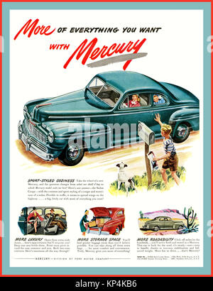 1940's American Car Vintage Americana 1946 Mercury Eight Coupe car automobile Stock Photo