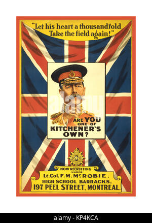 1900's Vintage WW1 propaganda army recruitment poster 'are you one of Kitcheners own'? Montreal Canada Stock Photo