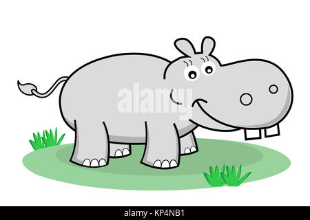 illustration of happy hippopotamus on white background Stock Photo