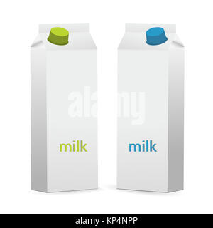 illustration of milk packets on white background Stock Photo