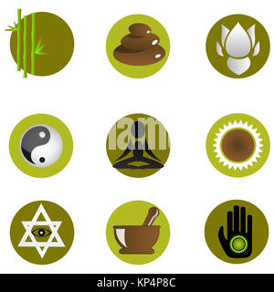 illustration of set of spa icons on isolated background Stock Photo