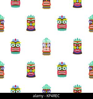 Colorful tiki mask seamless pattern vector. Stock Vector