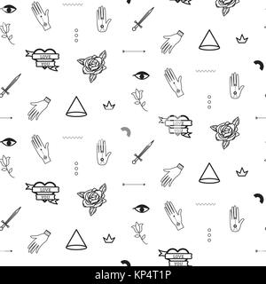Doodle hipster flash tattoo style seamless vector pattern Stock Vector  Image  Art  Alamy