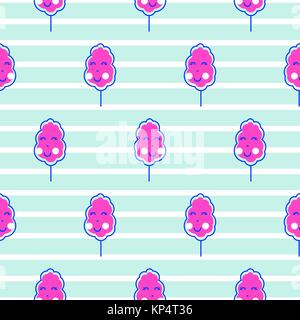 Cotton candy kawaii striped seamless vector pattern. Stock Vector