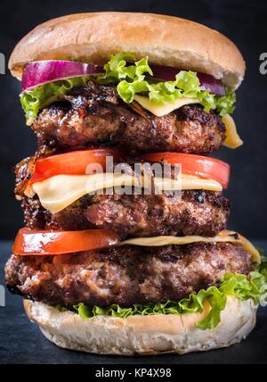 Triple cheesburger Stock Photo