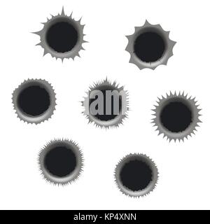 Bullet holes isolated Stock Vector