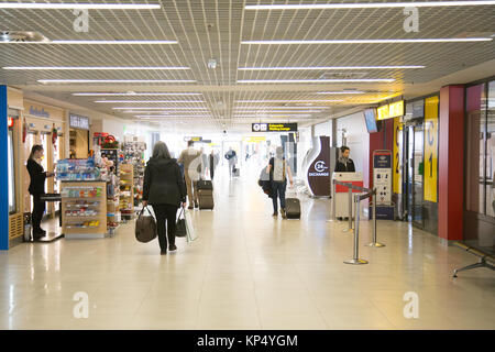 Departure hall at International Nikola Tesla Airport in Belgrade, Serbia Stock Photo