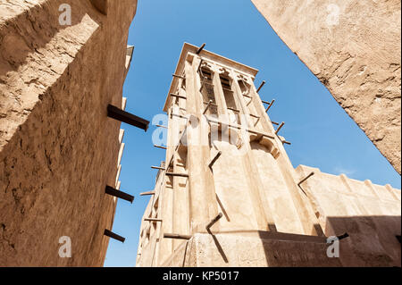 Classical wind tower for cooling in old Dubai, United Arab Emirates Stock Photo