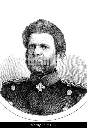 Edwin Karl Rochus Freiherr von Manteuffel, 24 February 1809 - 17 June 1885, was a Prussian Field Marshal, German-French campaign of 1870, time of the Franco-Prussian War or Franco-German War, Deutsch-Franzoesischer Krieg, 1870 - 1871, digital improved reproduction of an original woodcut from 1871 Stock Photo
