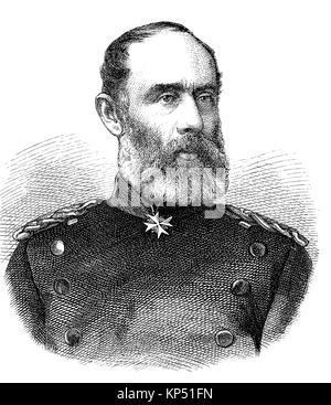 Friedrich Wilhelm Ludwig von Wittich, October 15, 1818 - October 2, 1884, was a Prussian lieutenant general and member of the Reichstag, Germany,  German-French campaign of 1870, time of the Franco-Prussian War or Franco-German War, Deutsch-Franzoesischer Krieg, 1870 - 1871, digital improved reproduction of an original woodcut from 1871 Stock Photo