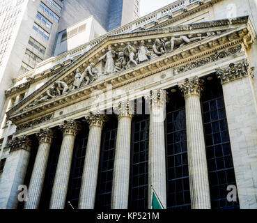 May 1982,New York,NYSE,Stock Exchange building facade,Broad street,financial district,Manhattan,New york City,NY,NYC,USA, Stock Photo