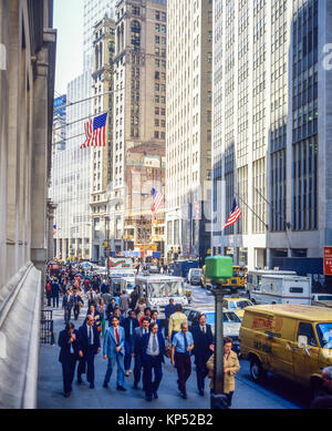 May 1982,New York,Broad street,Wall street,financial district,lower Manhattan,New york City,NY,NYC,USA, Stock Photo