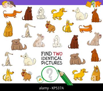 find two same dog characters task coloring book page Stock Vector Image ...