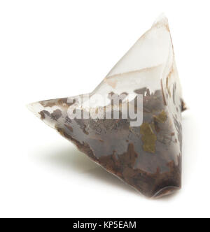 Used tea bag isolated on white background Stock Photo