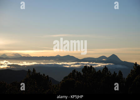 sunrise seen from a high camp on Zunil volcano in Guatemala Stock Photo