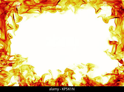 fire flames frame on white background Stock Photo - Alamy