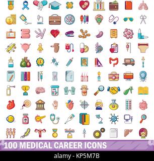 100 medical career icons set, cartoon style Stock Vector Image & Art ...