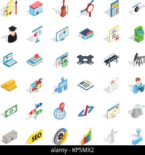 Job contract icons set, isometric style Stock Vector