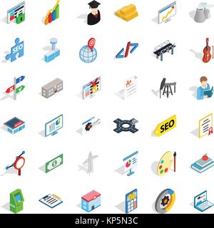 Profession icons set, isometric style Stock Vector