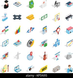 Employee icons set, isometric style Stock Vector