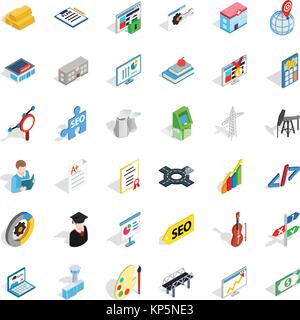 Working contract icons set, isometric style Stock Vector