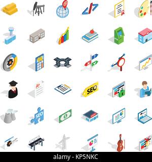 Business contract icons set, isometric style Stock Vector