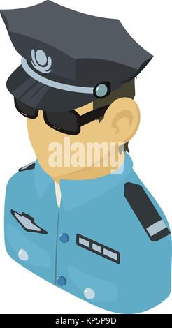 Policeman asian icon, isometric 3d style Stock Vector