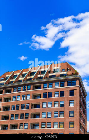 Modern Brick Hotel Under Nice Sky in Boston Stock Photo