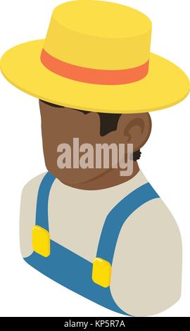 Farmer man african american icon, isometric 3d style Stock Vector