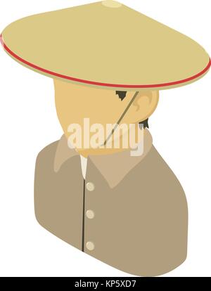 Farmer man asian icon, isometric 3d style Stock Vector