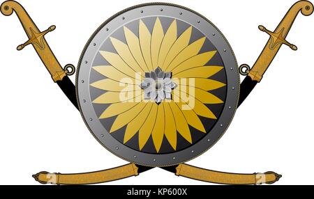 shield two saber Stock Vector
