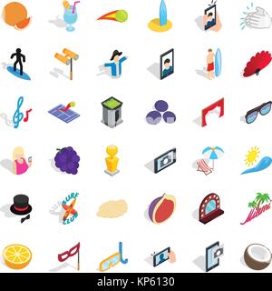 joy icons set, isometric style Stock Vector