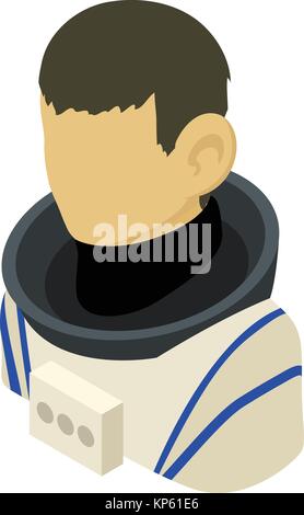 Cosmonaut asian icon, isometric 3d style Stock Vector