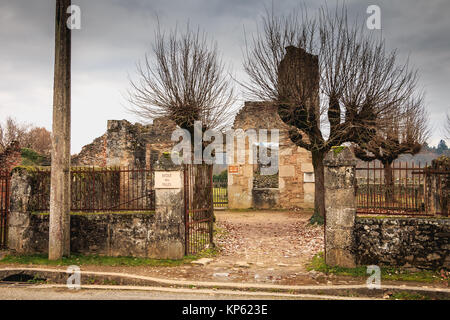 ORADOUR SUR GLANE, FRANCE - December 03, 2017 : Remains of girls' school, destroyed by fire after Nazi massacre of the population on June 10, 1944 Stock Photo