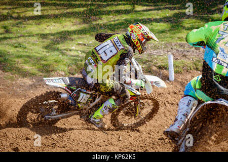 Mel Pocock on the Revo Husqvarna MX2 at the 2017 Maxxis British Motocross Championship, Lyng, Cadders Hill, Norfolk, UK. Stock Photo