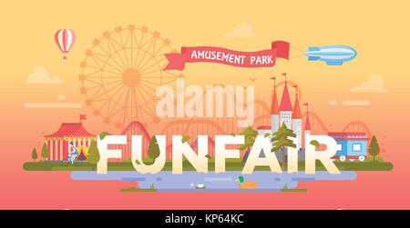 Funfair - modern vector banner illustration Stock Vector