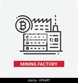 Mining factory - line design single isolated icon Stock Vector