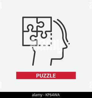 Puzzle - line design single isolated icon Stock Vector