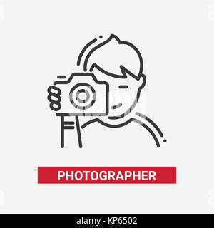 Photographer - line design single isolated icon Stock Vector
