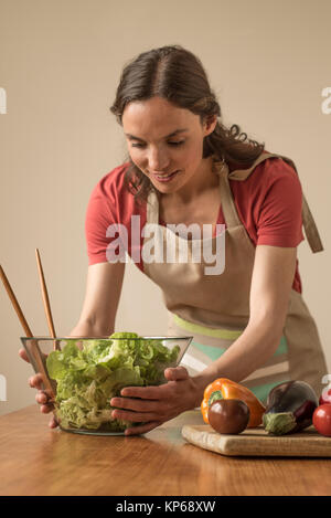 WOMAN IN KITCHEN Stock Photo