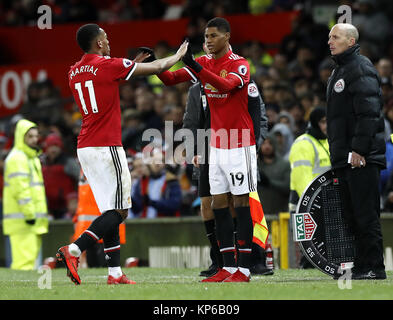 Marcus Rashford of Manchester United is substituted during the UEFA ...