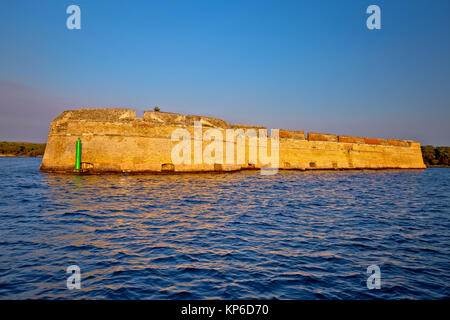 Saint Nikola fortres in Sibenik bay entrance, historic landmarks of Adriatic sea in Croatia Stock Photo