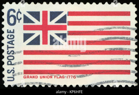 UNITED STATES OF AMERICA - CIRCA 1968: A stamp printed in the USA shows flag of Grand Union, 1776, circa 1968 Stock Photo