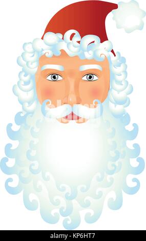 Merry Santa Claus face christmas banner isolated vector cartoon flat Illustration Stock Vector