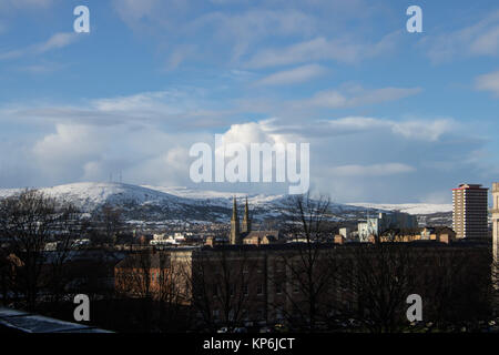 A view of snow covered Divis mountain in Belfast Stock Photo